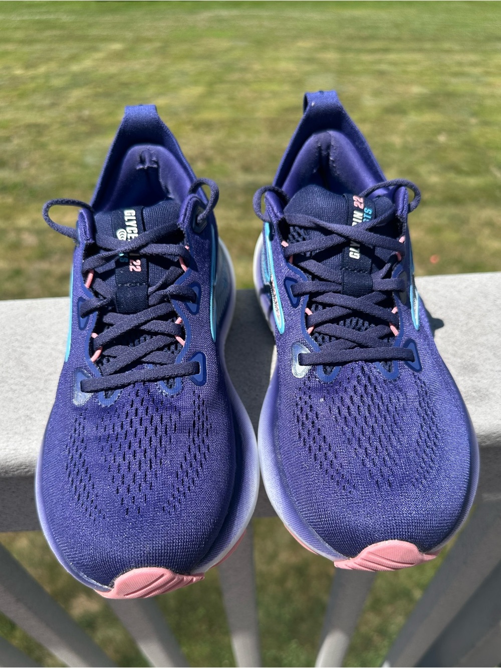 Brooks Women's Glycerin GTS 22 Running Shoes - Navy blue with purple and pink - Picture 4 of 5